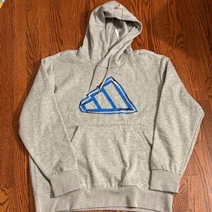 NWT adidas Gray Hoodie with Blue Logo Graphic